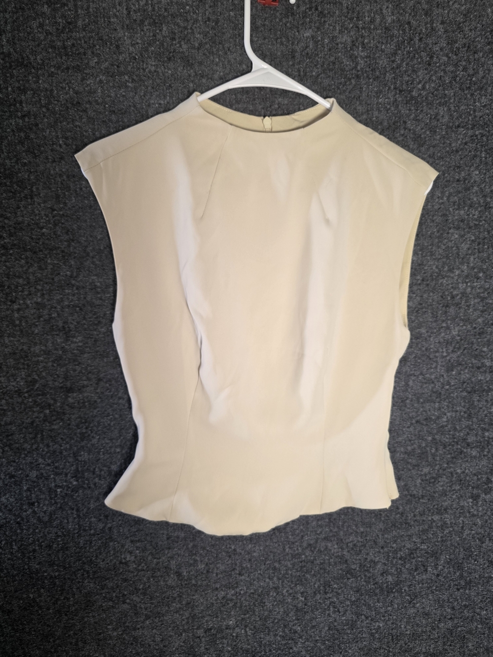 Light Cream Cap-Sleeve Blouse with High Neck